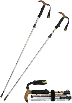 Trekking Poles Collapsible Lightweight Wear and Moisturizing Carbon Rod Tip Ultralight Mountaineering Crutches Lightweight T-Handle 2PCS Accessories and Carry Bags