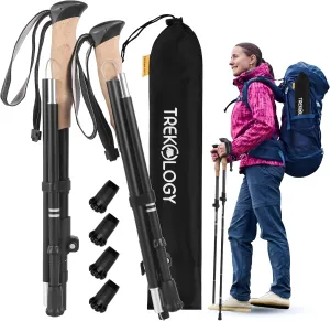 TREKOLOGY Trekking Poles – Lightweight, Adjustable Hiking Sticks for Men & Women – Durable Aluminum, Compact & Foldable with Comfortable Grip – Perfect for Hiking, Walking & Seniors, TREKZ XE