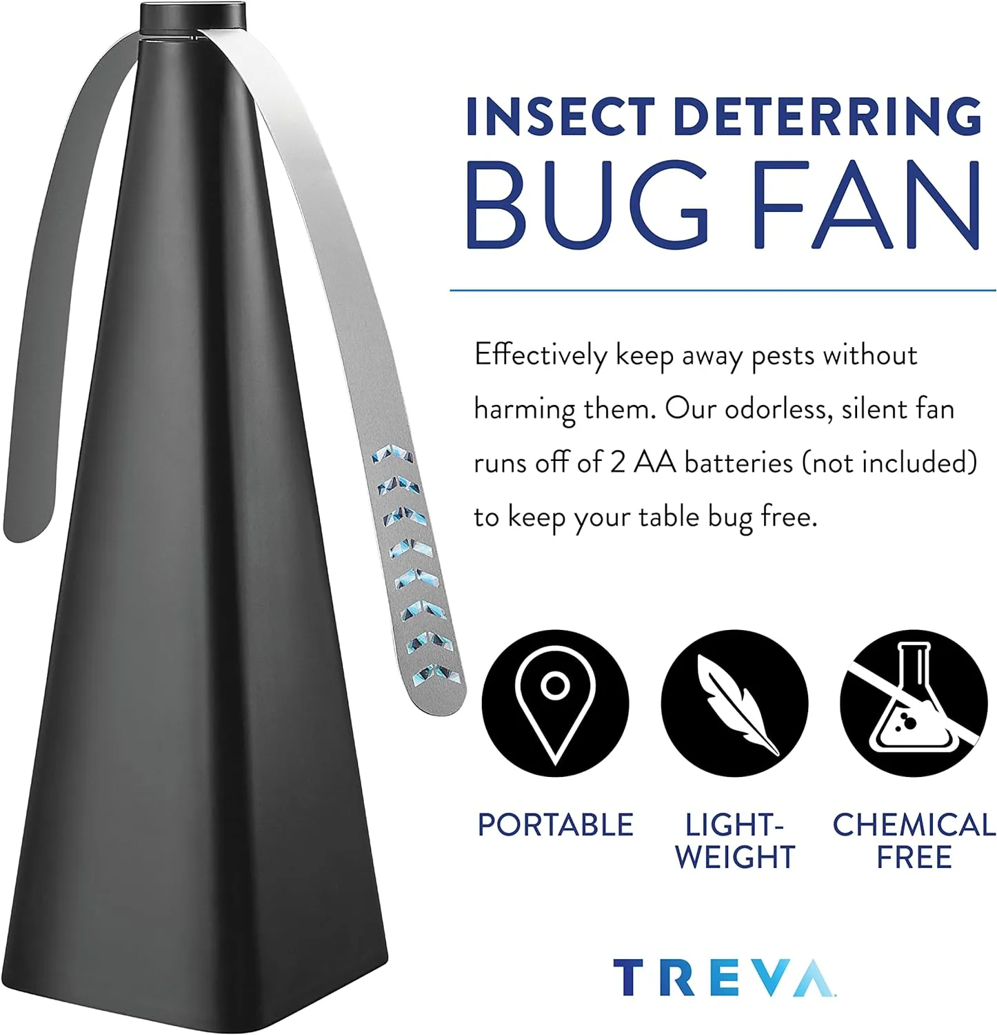 Treva Bug Fan Fly Deterrent with Holographic Blades to Clear Bugs, Mosquitoes, and Flies, Battery Powered Fly Fan 4 Pack