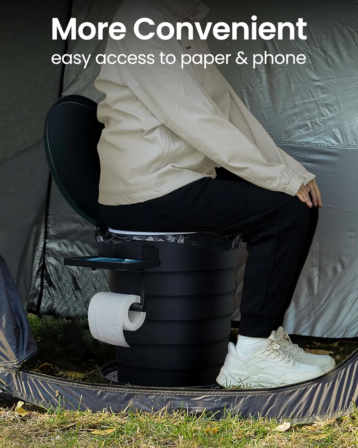TRIPTIPS Upgrade Retractable Portable Toilet Travel Toilet Adjustable Height Camping Toilet Portable Potty for Adults Kids, Foldable Portable Toilet for Camping/Car