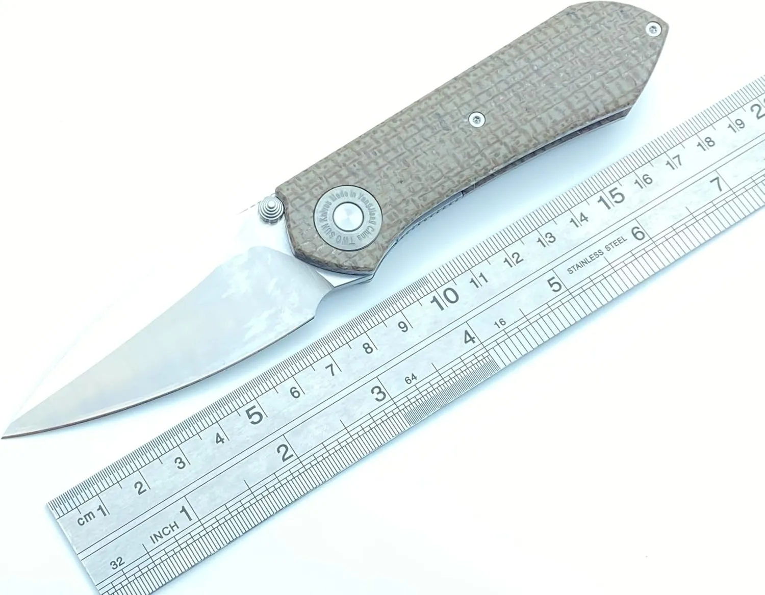 TwoSun Folding Knives 420 steel and Linen Micarta Handle 14C28N Blade Folder Pocket Flipper Knife TS334