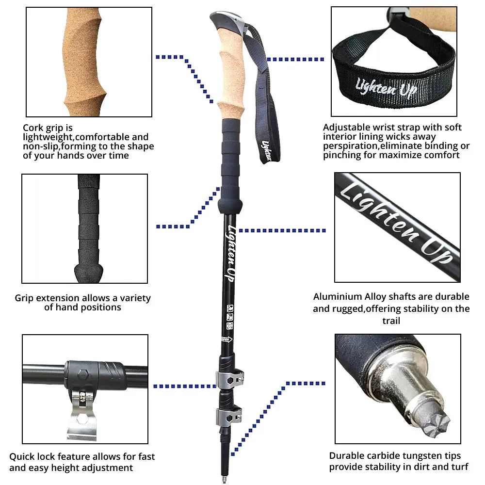 Ultralight Adjustable Aluminum Trekking Poles: Nordic Walking Sticks