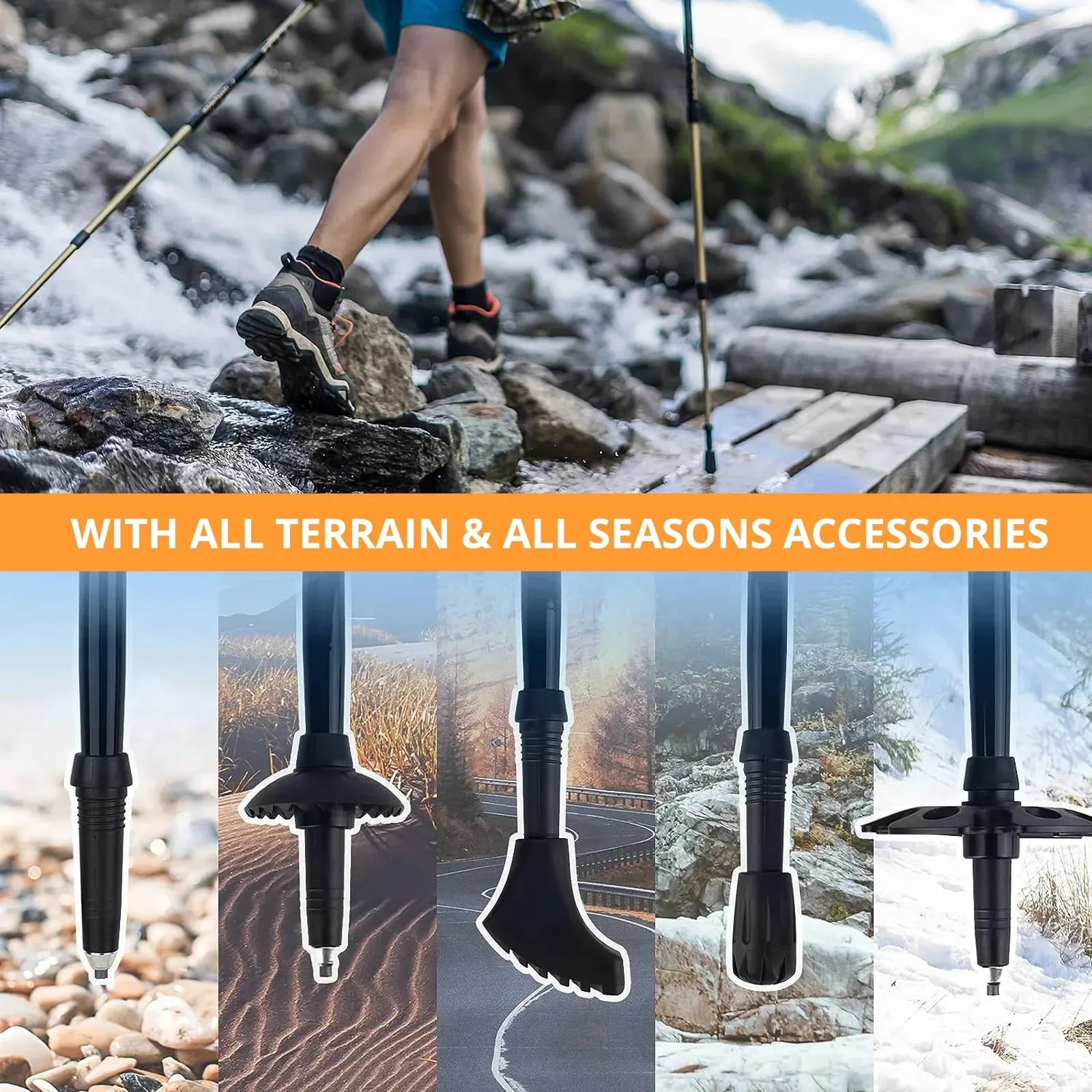 Ultralight Adjustable Aluminum Trekking Poles: Nordic Walking Sticks
