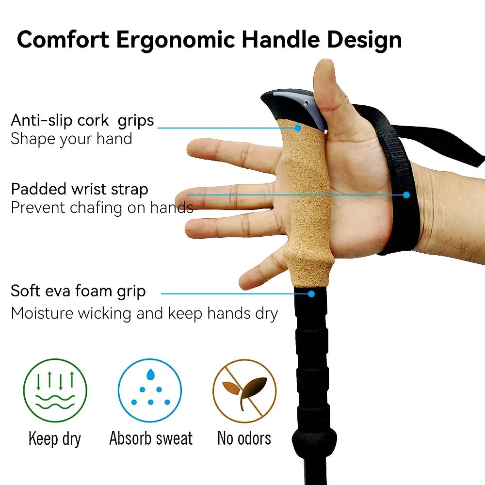 Ultralight Adjustable Aluminum Trekking Poles: Nordic Walking Sticks