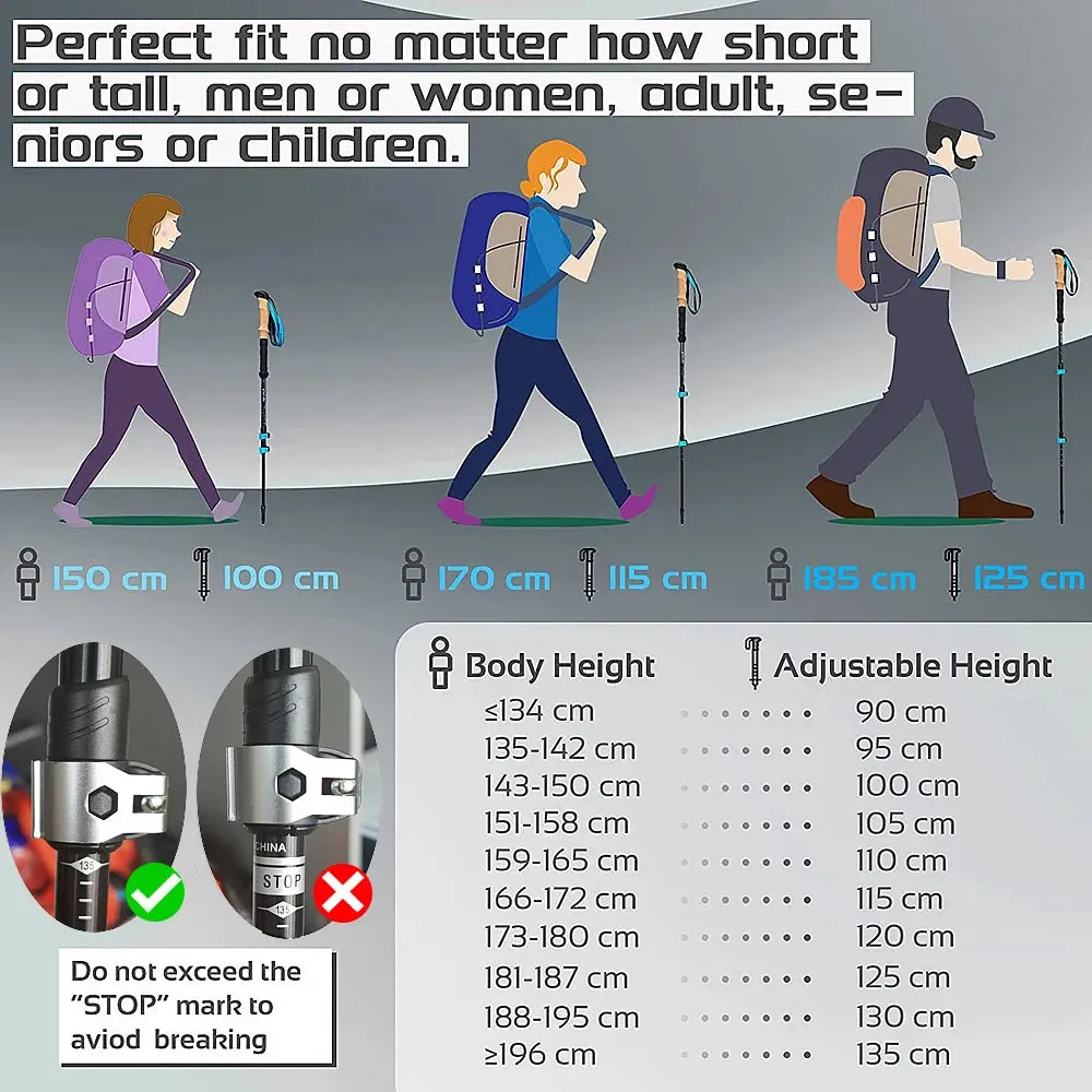 Ultralight Adjustable Aluminum Trekking Poles: Nordic Walking Sticks