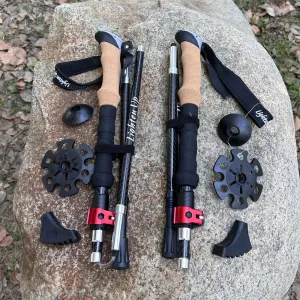 Ultralight Carbon Fiber Trekking Poles: Folding Hiking and Nordic Walking Sticks with Quick Flip-Lock