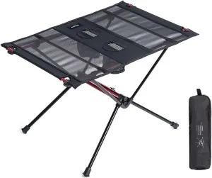 Ultralight Collapsible Aluminum Roll Up Camping Table with Water-Resistant Oxford Cloth