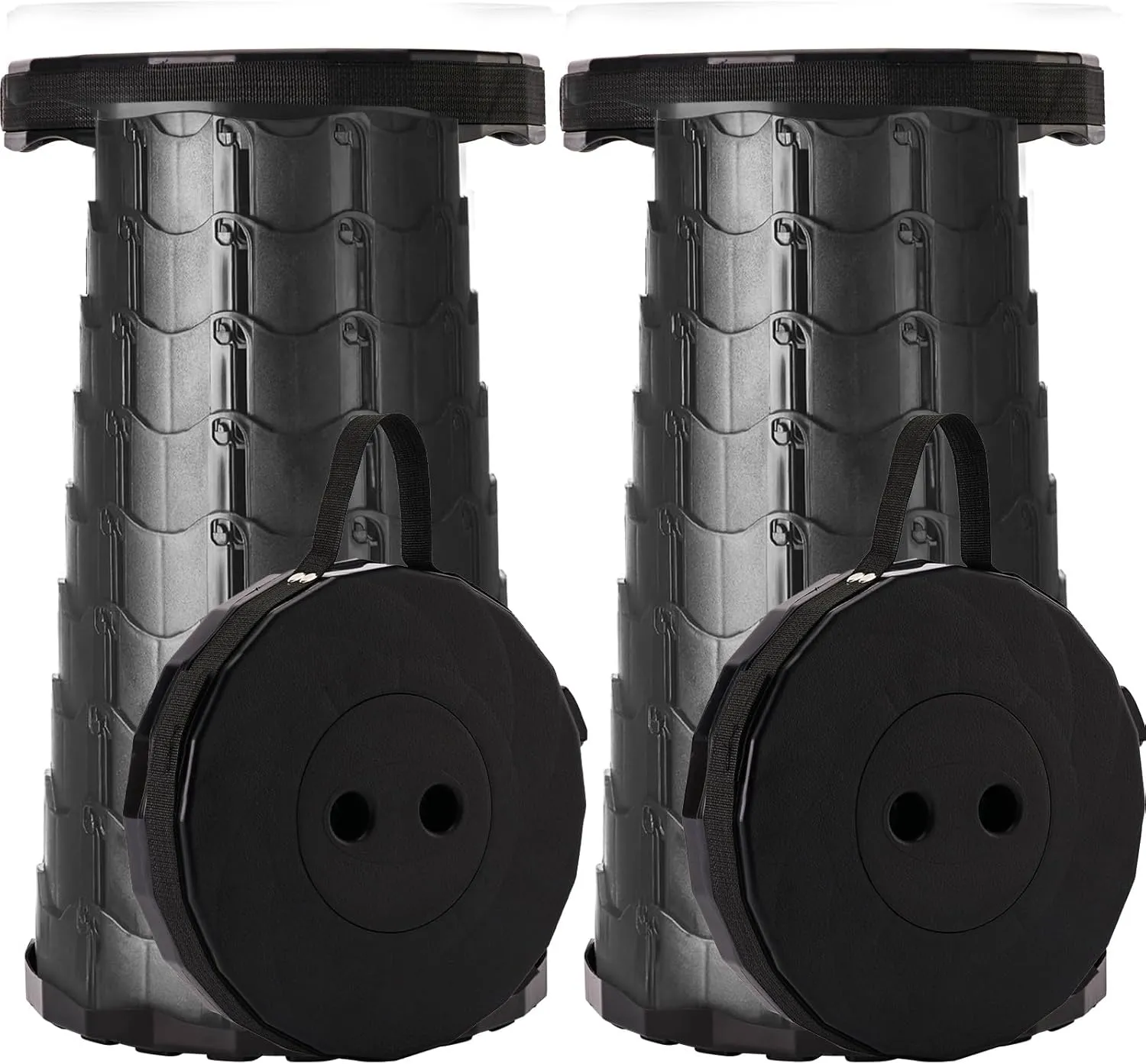 Upgraded Foldable Stool Thickened, Portable Collapsible Stool Retractable Stool for Fishing, Hiking Tours, BBQ, Parties, Outdoor Activities (Black) (2)