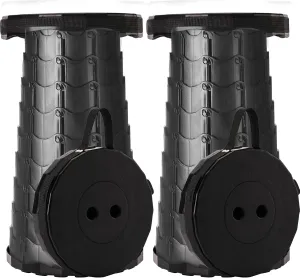 Upgraded Foldable Stool Thickened, Portable Collapsible Stool Retractable Stool for Fishing, Hiking Tours, BBQ, Parties, Outdoor Activities (Black) (2)