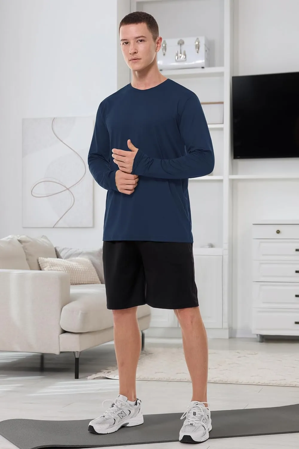 URATOT Long Sleeve Tee Shirts for Men Moisture Wicking Quick Dry Long Sleeve Sun Protection T-Shirts for Running