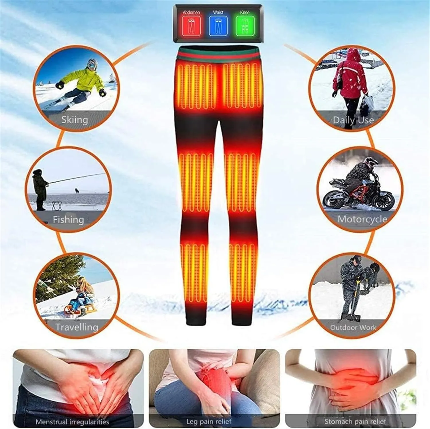 USB Heated Pants Carbon Fiber Electric Heating Trousers Slim Pants for Outdoor Camping, Fishing, Hiking, Commuting