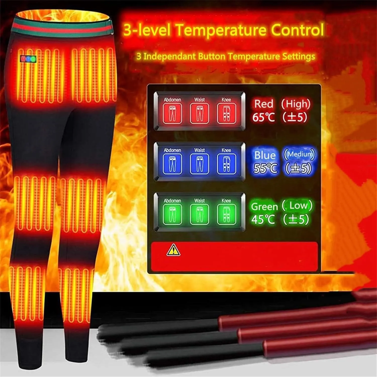 USB Heated Pants Carbon Fiber Electric Heating Trousers Slim Pants for Outdoor Camping, Fishing, Hiking, Commuting