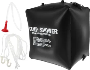 VANZACK 1 Set Solar Shower Bag for Camping Outdoor Activities Portable Solar Heating Pouch with Hanging Rope for Hiking and Beach Use Durable Material
