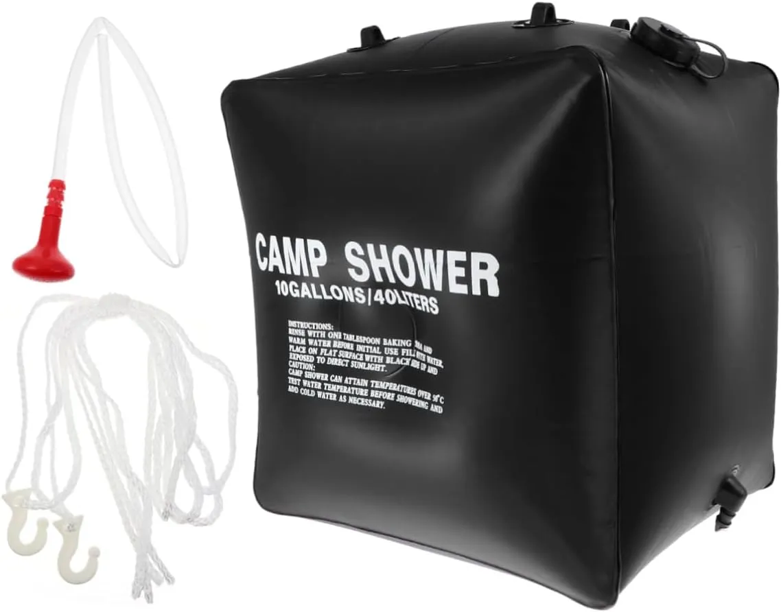 VANZACK 1 Set Solar Shower Bag for Camping Outdoor Activities Portable Solar Heating Pouch with Hanging Rope for Hiking and Beach Use Durable Material