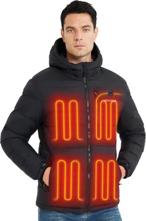 Venustas Men's Heated Down Jacket with Battery Pack, Electric Lightweight Packable Puffer Jacket, Heated Coat for Outdoors