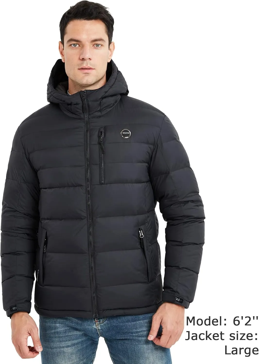 Venustas Men's Heated Down Jacket with Battery Pack, Electric Lightweight Packable Puffer Jacket, Heated Coat for Outdoors