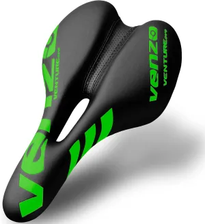 Venzo Comfortable Saddle Bike Seat | Soft & Durable Bicycle Seat for MTB, Road, Exercise, Trekking, Folding, Hybrid & Cruiser Bikes | Breathable & Ergonomic Design Bike Saddle for Lower Resistance