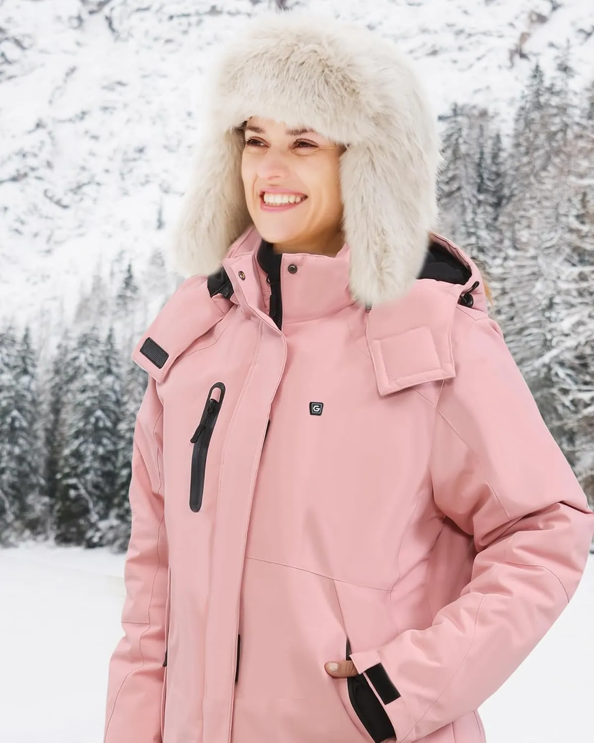 VERGOO Graphene Heated Waterproof Jackets for Women with Hood Included 18400mAh Battery Pack