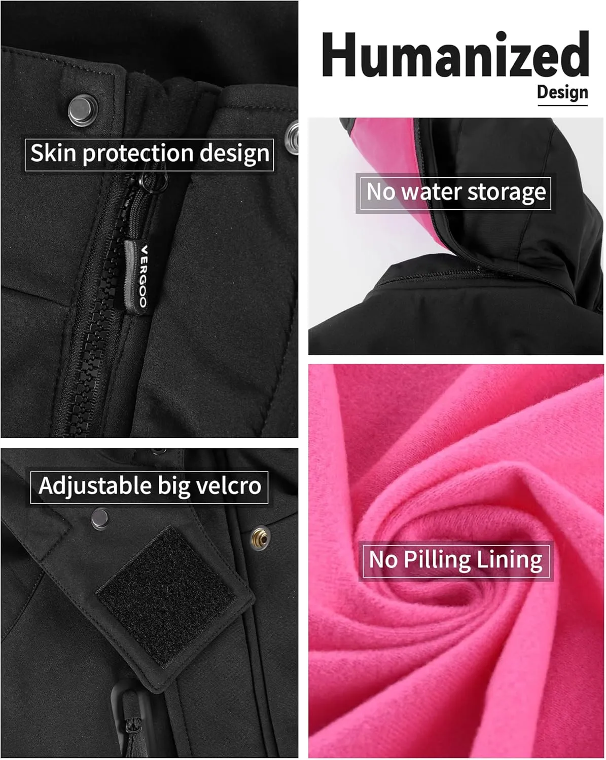 VERGOO Graphene Heated Waterproof Jackets for Women with Hood Included 18400mAh Battery Pack