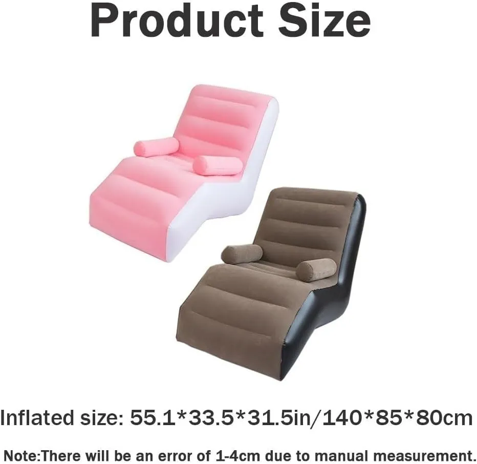 Versatile Inflatable Sofa, Dual Use Couch for Camping & Beach - Inflatable Lounger in Coffee