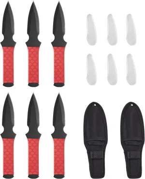 VEVOR Throwing Knives Set, 6 Pack, 8.9 inch Stainless Steel Well-balanced Knives with Protective Black Nylon Sheath, Ideal Companion for Throwing Products Axes, Sturdy for Recreation and Competition