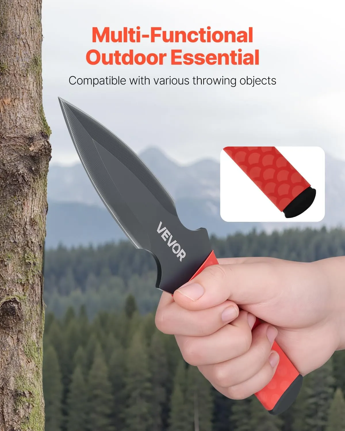 VEVOR Throwing Knives Set, 6 Pack, 8.9 inch Stainless Steel Well-balanced Knives with Protective Black Nylon Sheath, Ideal Companion for Throwing Products Axes, Sturdy for Recreation and Competition