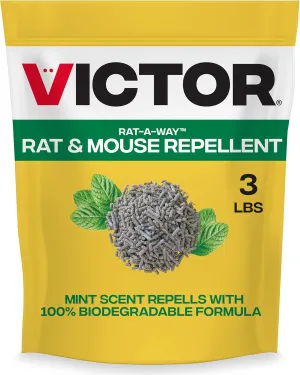 Victor Rat-A-Way Rat & Mouse Repellent Peppermint Oil Biodegradable Pellets Natural Rodent Repeller for Rats and Mice Indoor or Outdoor use 3lb M807