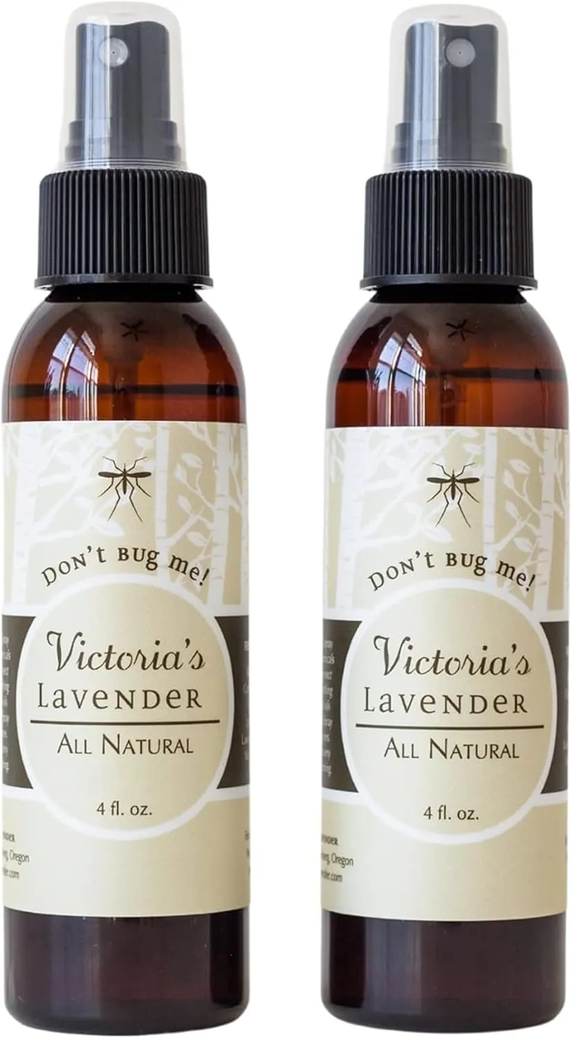 Victoria's Lavender Spray for Bugs with Lavender Essential Oils & Aloe Vera, Plant-Based Bug Spray for Sensitive Skin, Safe for Adults, Kids & Pets, Made in the USA - Outdoor, Hiking, Travel (Two 4oz)