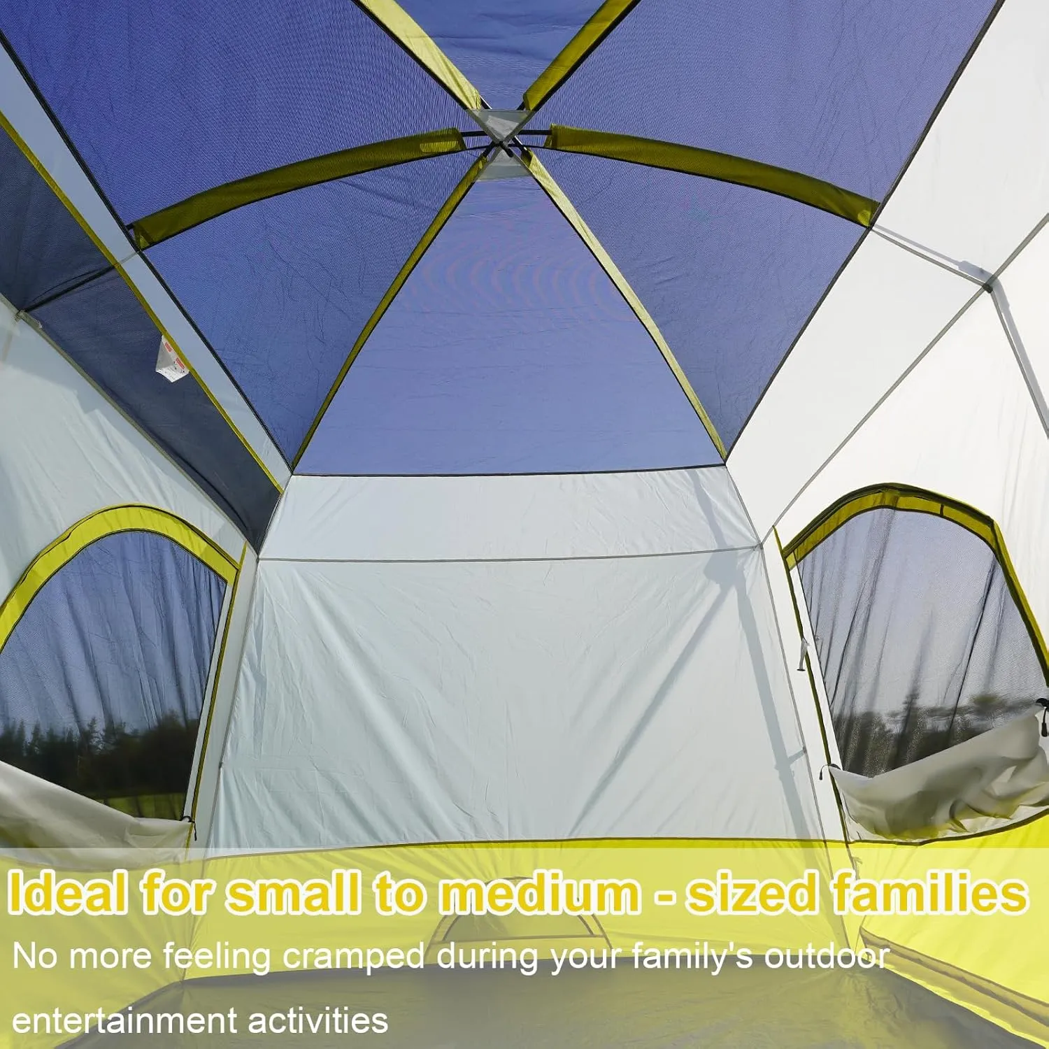 Vidalido Tents，3-4 Person Camping Tent with Extended Vestibule，Weather Resistant Family Tents with Breathable Mesh Windows，Easy Install Waterproof Outdoor Tent for Backpacking and Camping Hiking