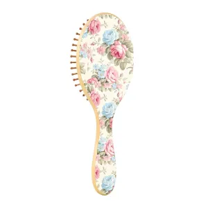 Vintage Floral Blue White Hair Brush Wooden Paddle Hair Brush Personalized Hair Brush with Wooden Bristles Massage Scalp Thick/Thin/Curly/Wavy Hair for Women & Men