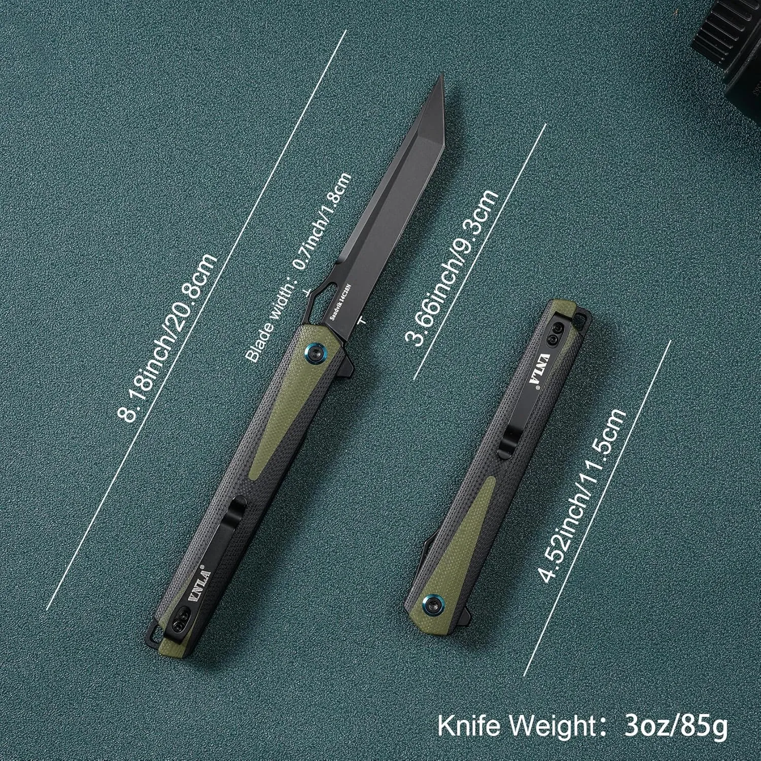 VNLA Folding Pocket Knife,Featuring 3.62in 14C28N Steel Tanto Point blade and a 4.52in G10 handle with a Deep Carry Pocket Clip,foldableand Flipper Open.Lightweight Slim Utility Knives