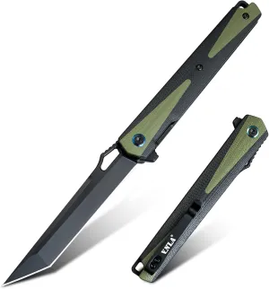 VNLA Folding Pocket Knife,Featuring 3.62in 14C28N Steel Tanto Point blade and a 4.52in G10 handle with a Deep Carry Pocket Clip,foldableand Flipper Open.Lightweight Slim Utility Knives