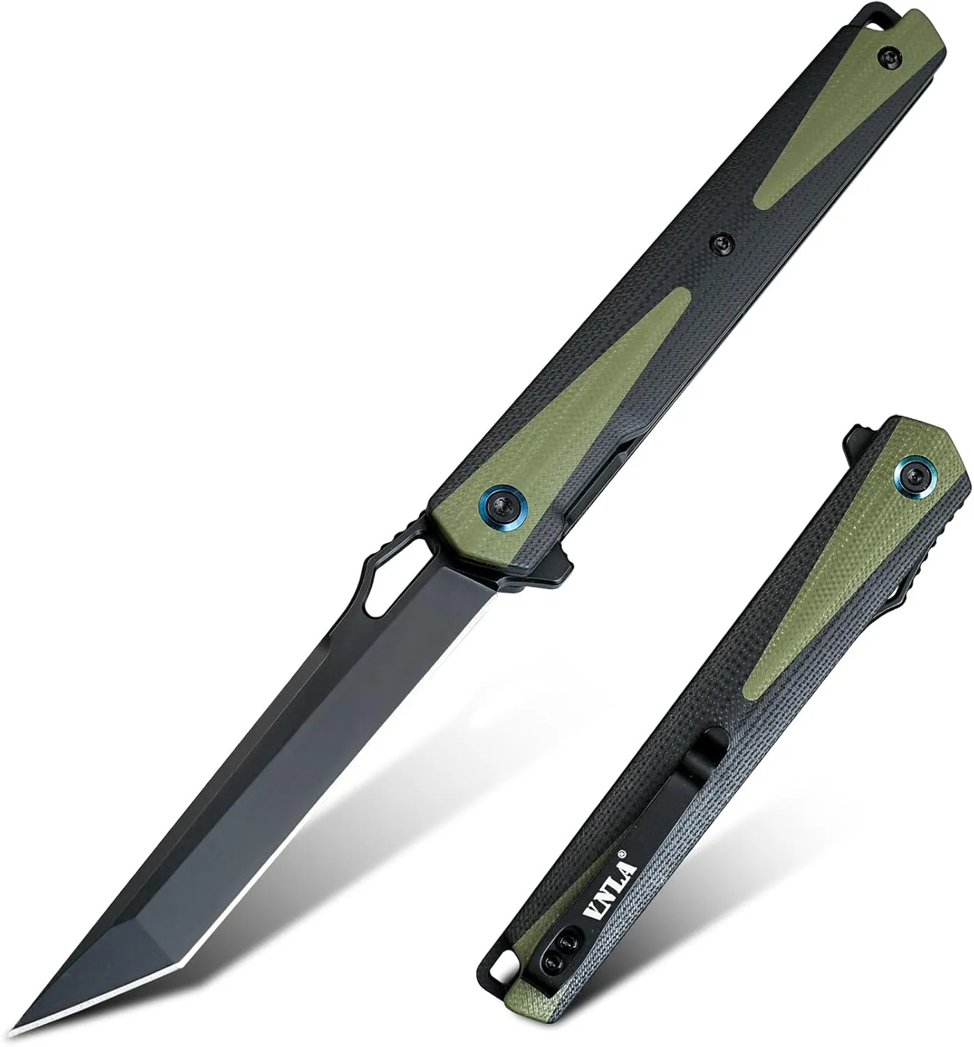 VNLA Folding Pocket Knife,Featuring 3.62in 14C28N Steel Tanto Point blade and a 4.52in G10 handle with a Deep Carry Pocket Clip,foldableand Flipper Open.Lightweight Slim Utility Knives