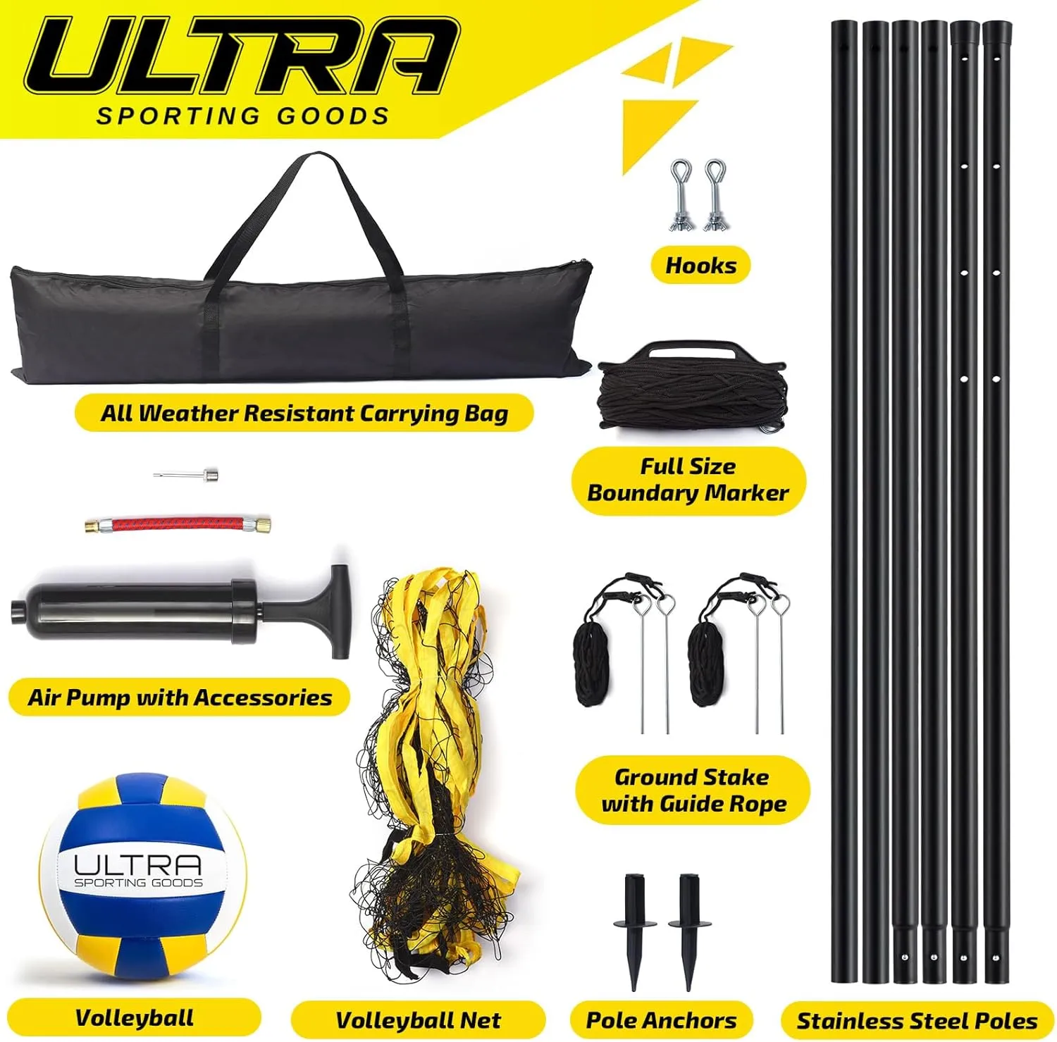 Volleyball Net Outdoor - Includes 32x3 Feet Regulation Size Net - Volleyball Net for Backyard, Beach, or Pool