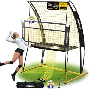 Volleyball Training Net System, Volleyball Training Equipment with Freely Height-Adjustable for Backyard, Volleyball Practice Net for Serving Setting Spiking, Includes Volleyball Kit and Roller Bag