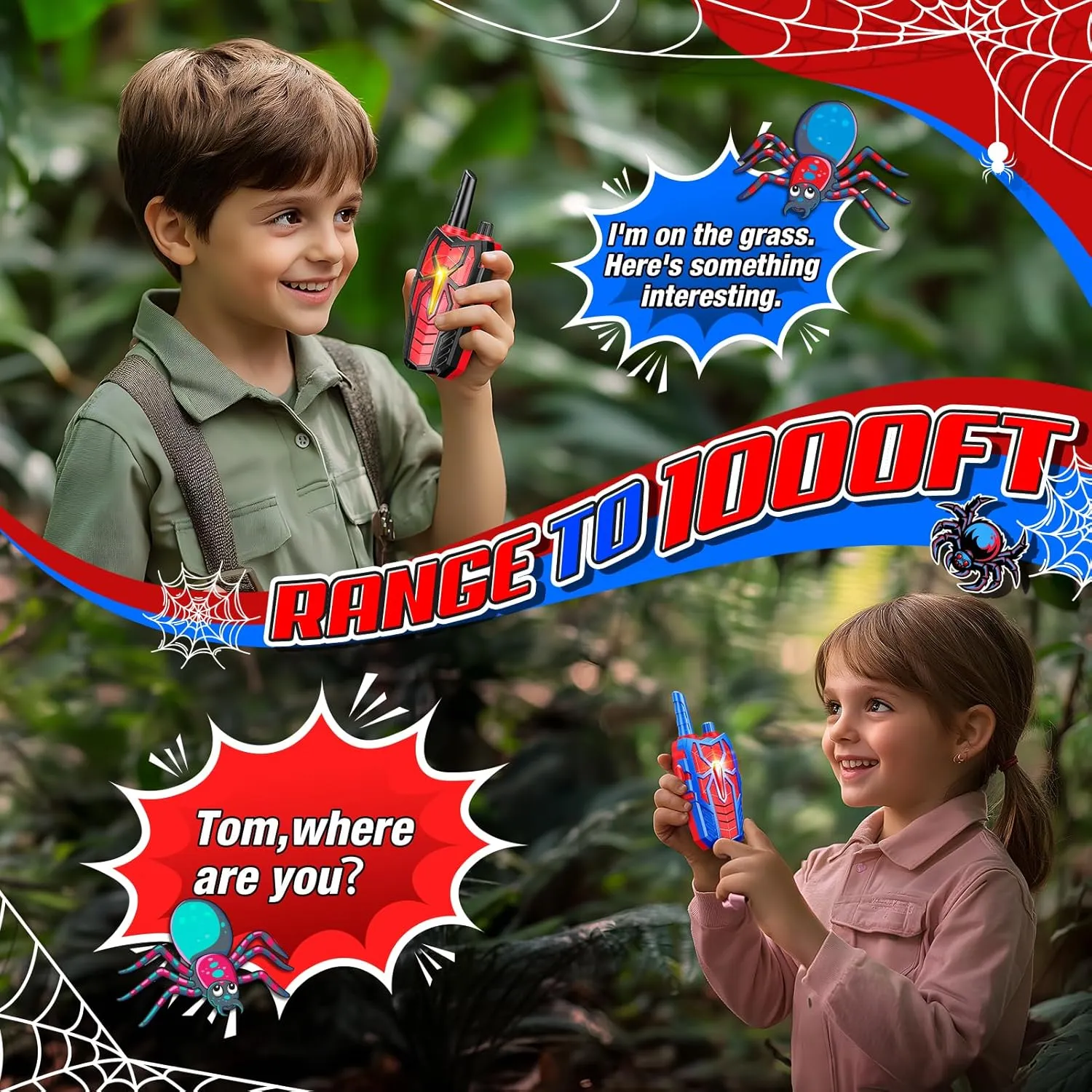 Walkie Talkies Rechargeable Toys for Kids : Gifts for Boys Ages 3 4 5 6 7 8 9 10 Kids Walkie Talkies 2 Pack Outdoor Hiking Toy for 5-7 Year Old Boy Birthday Gift 2 Way Radio for Boys