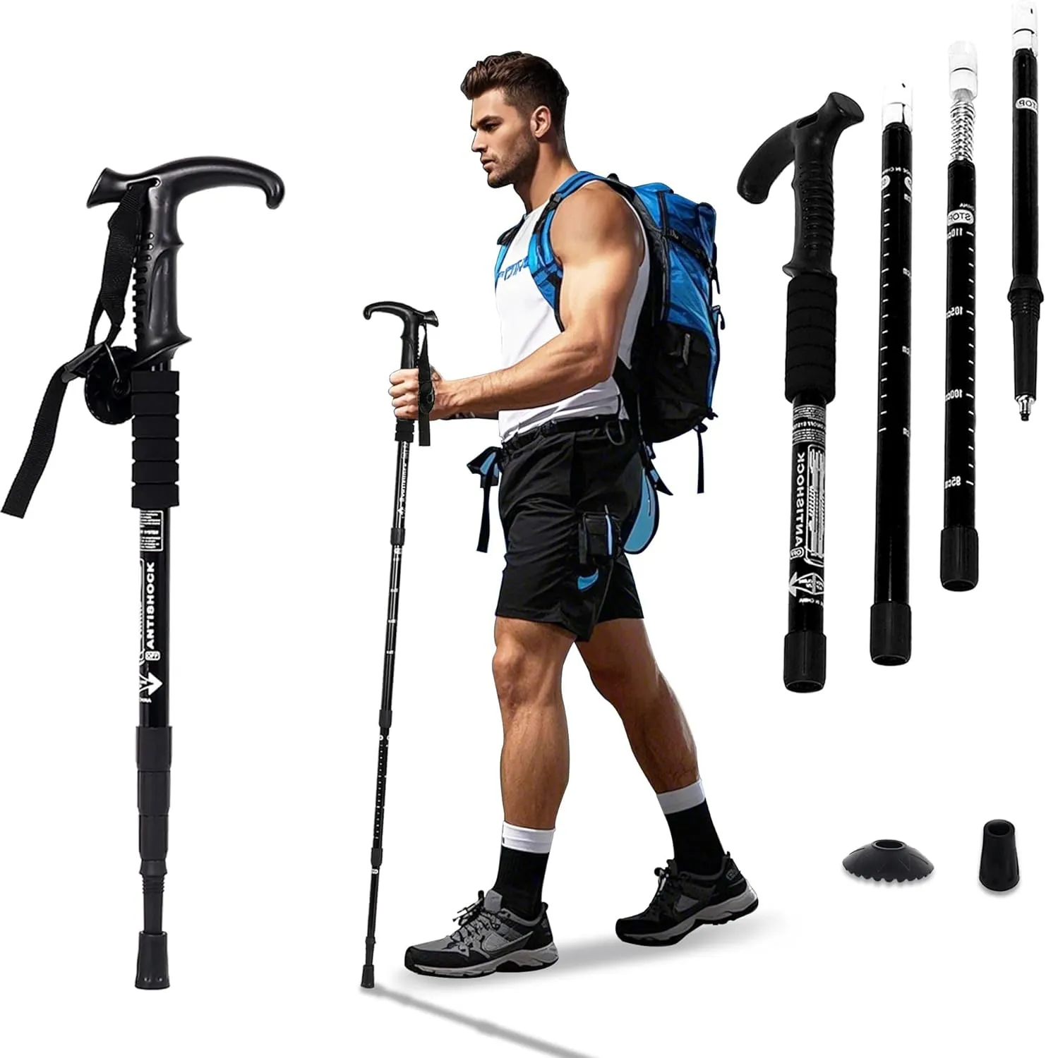 Walking Stick for Hiking, Adjustable Hiking Poles Lightweight for Men, Women and Kids, Walking Canes for Seniors Balance, Aluminum Trekking Poles Use for Travel, Skiing, Hiking, Mountaineering