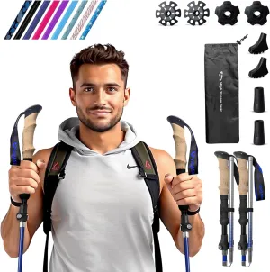 Walking Sticks for Men & Women - 14.5" Foldable Hiking Poles for Backpacking, Exercising and Traveling, Set of 2 Aluminum Nordic Collapsible Trekking Poles