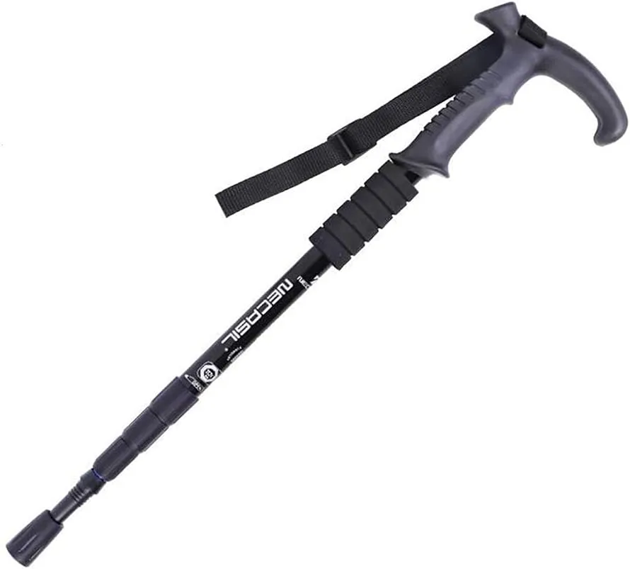 Walking Stick,Trekking Poles Walking Folding Cane with T Handle,Antishock,Quick Lock,Telescopic,Collapsible, Ultralight for Men Women, black