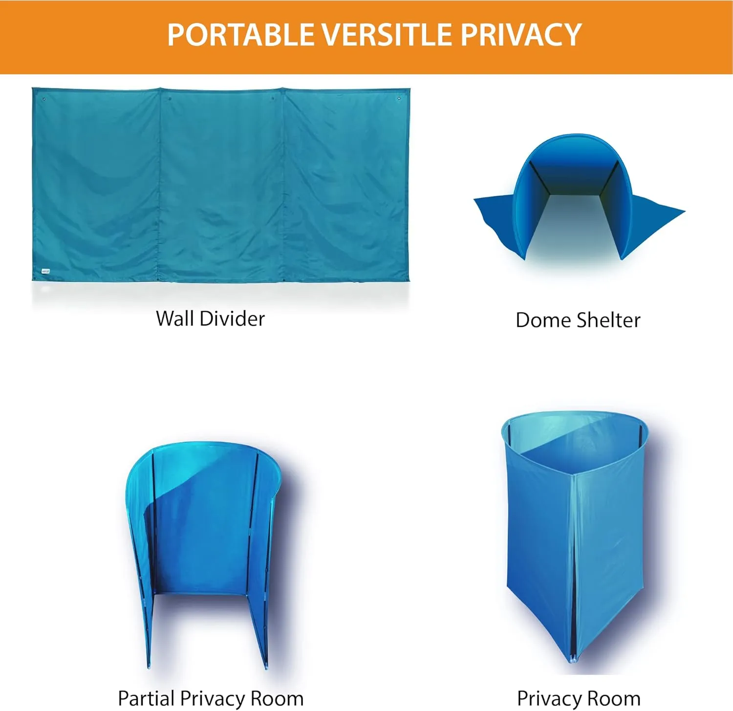 WallUp The Instant Outdoor Privacy Product, Versatile Privacy Tent, Works as a Privacy Screen, Wall Divider, Shelter, and Enclosure, Weather-Resistant, Durable, UV-Treated Cloth, 6' x 12', Aqua