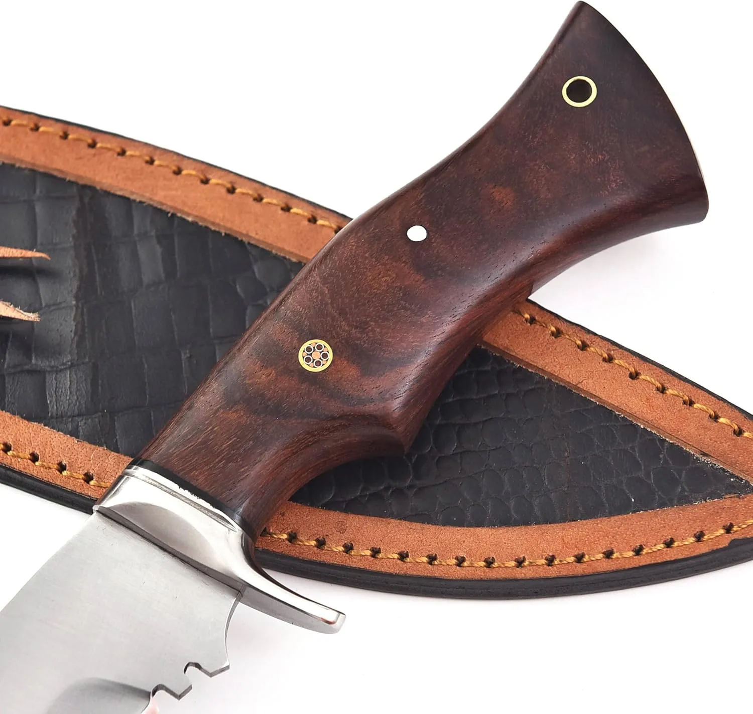 Warivo Handmade D2 Kukri Machete Knife with Leather Sheath - Fixed Full Tang Steel Blade Machete for Cutting Trees Heavy Duty for Clearing Brush, Yard Work, Gardening, Camping and Hiking