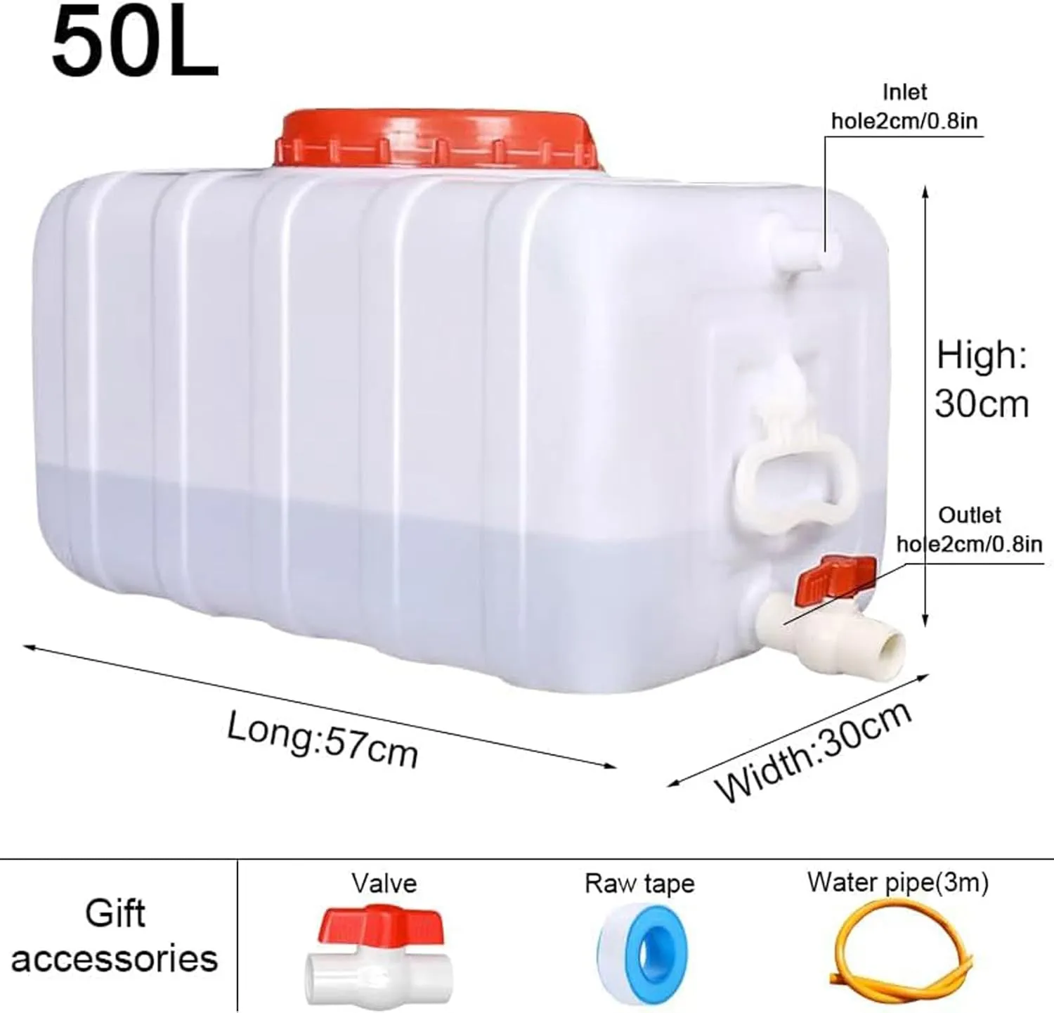 Water Storage Containers for Camping Emergency Water Storage containers for RV Trips, Work with Camper Trailer Caravan(Size:50L/13.2gallon)