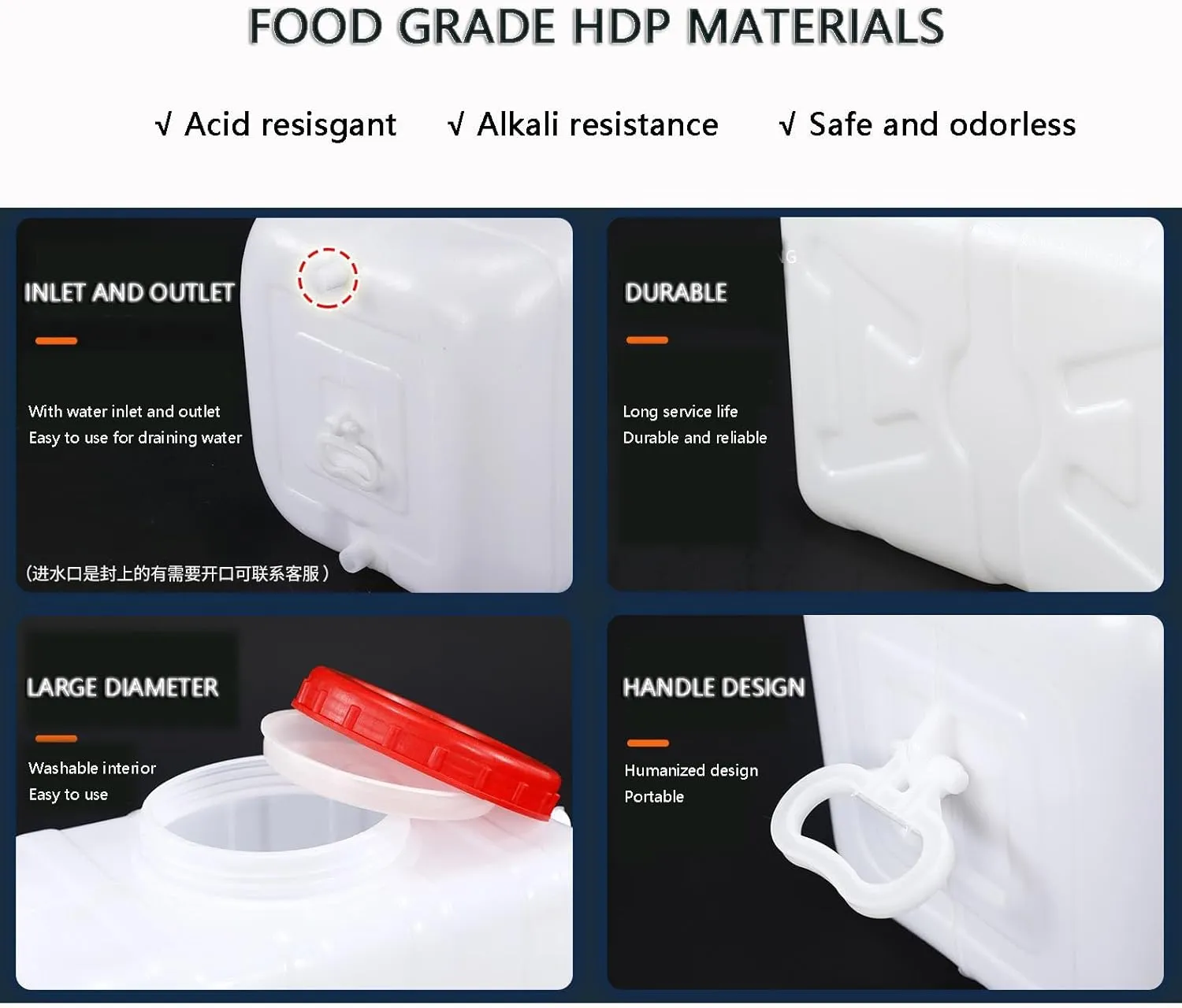 Water Storage Containers for Camping Emergency Water Storage containers for RV Trips, Work with Camper Trailer Caravan(Size:50L/13.2gallon)