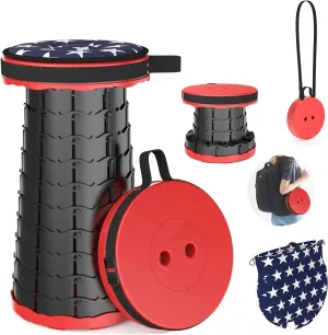 WESAPPINC Upgraded Collapsible Stool, Lightweight & Sturdy,Max 400lbs Portable Retractable Telescoping Stool Foldable Camping Stool for Adults Outdoor Hiking Garden BBQ Fishing (Black Red)