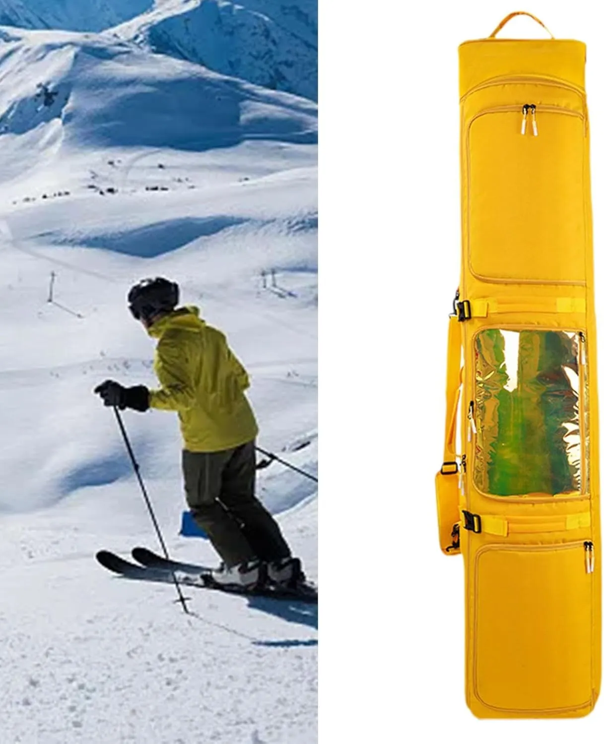 Wheeled Ski and Snowboard Bag with Adjustable Straps for Outdoor Activities