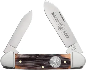 WHISKEY BENT HAT CO. Traditional Canoe Folding Knife 3.63" Closed Length 440C Stainless Steel Blades (Sawmill)