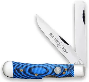 WHISKEY BENT HAT CO. Trapper & Locking Bullcutter Folding Pocket Knife 4.125" Closed Length 440C Stainless Steel Blades (Blue Burst)