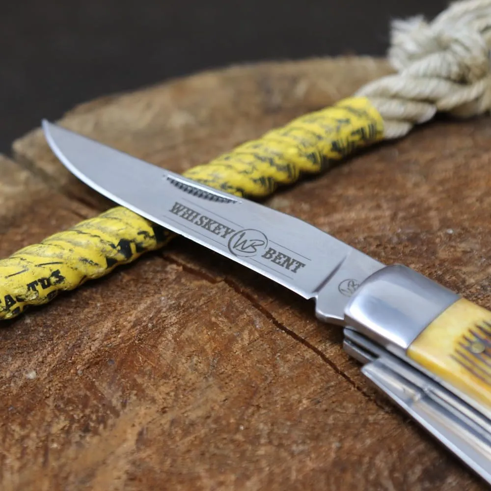 WHISKEY BENT HAT CO. Trapper & Locking Bullcutter Folding Pocket Knife 4.125" Closed Length 440C Stainless Steel Blades (Sawmill)