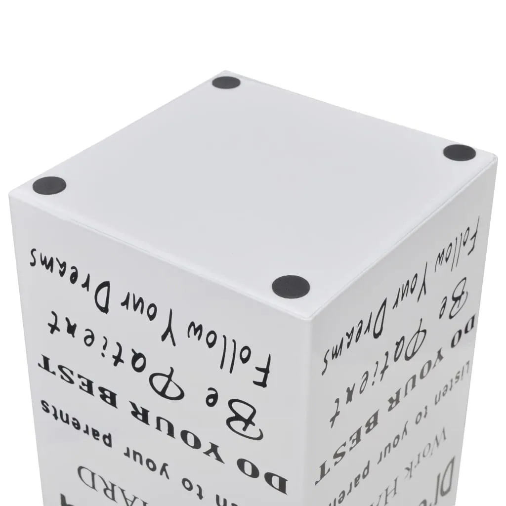 White Square Umbrella Stand Storage Holder Walking Stick Steel 19.1"