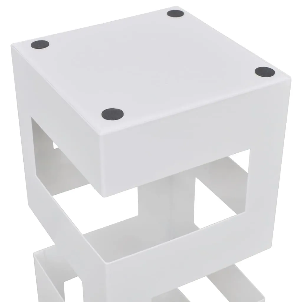White Square Umbrella Stand Storage Holder Walking Stick Steel 19.1"